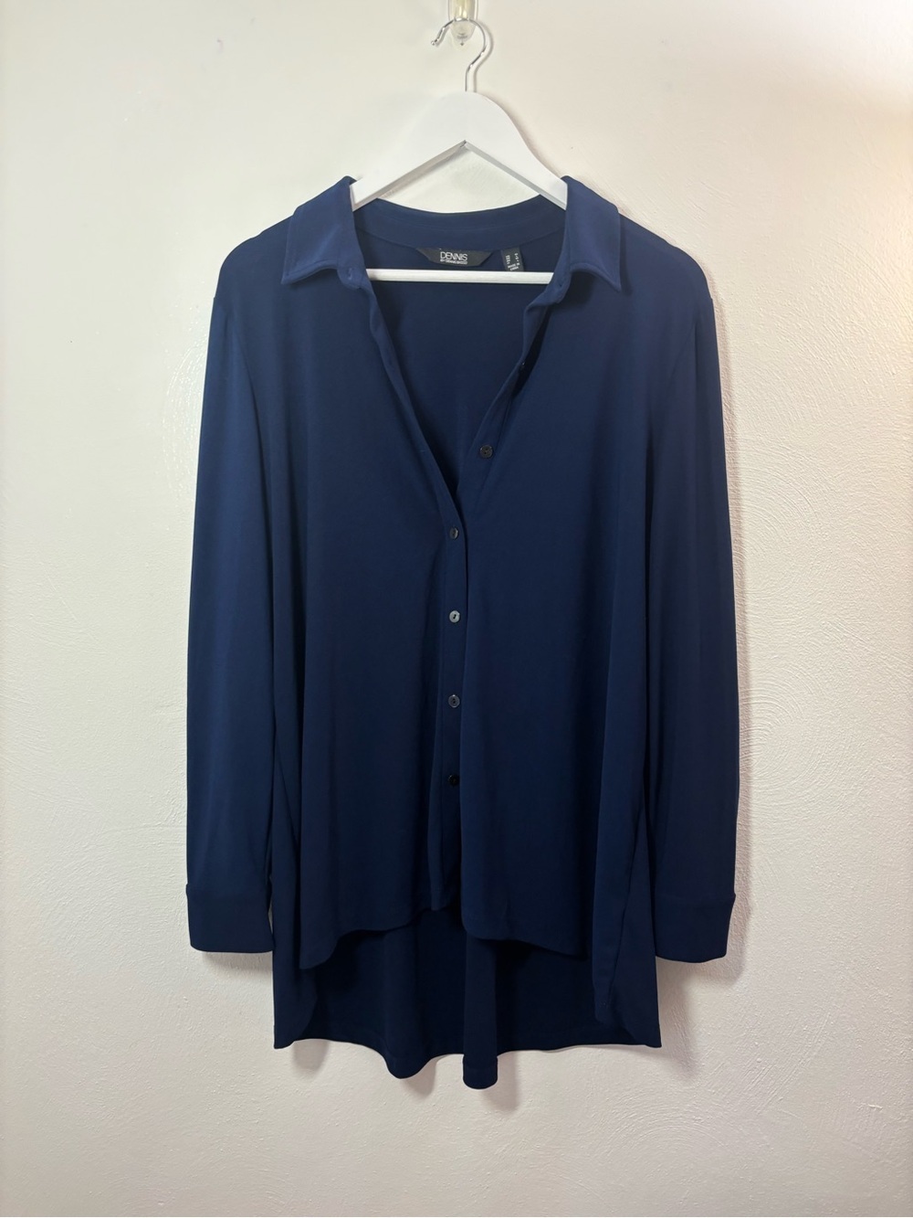 Dennis Basso Caviar Crepe Knit Button Front Big Shirt Size Medium